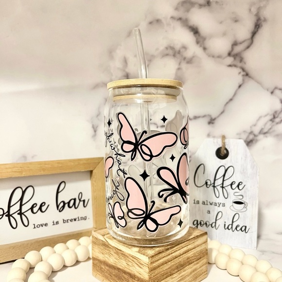 🌺Butterfly Coffee Glass | Grow Through What You Go Through🌺 - Picture 5 of 5